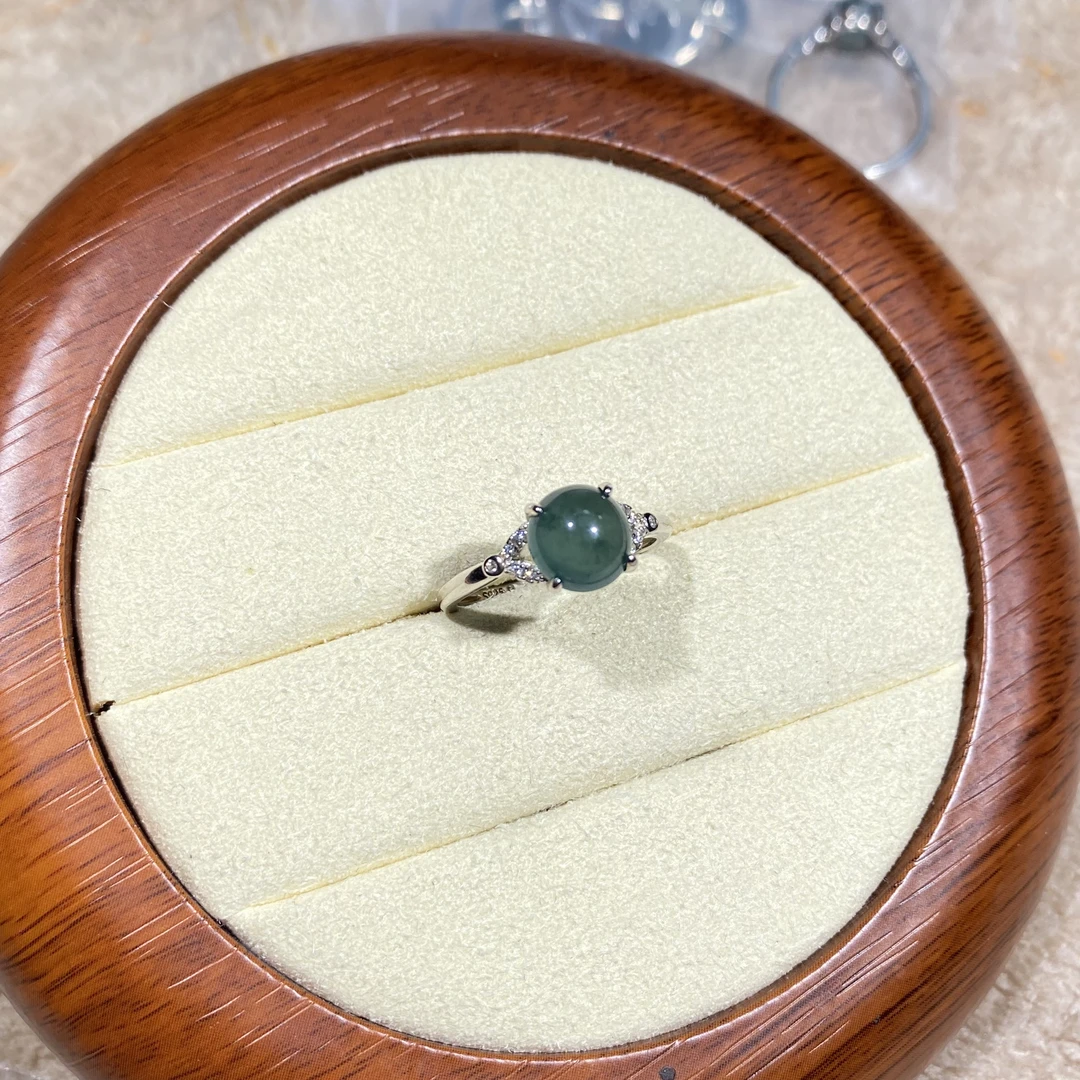 翡翠蓝水戒指 天然翡翠拍一发一【FC0019】