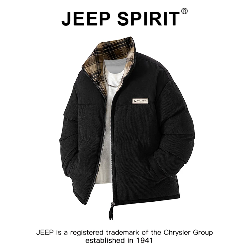 JEEPSPIRIT吉普冬季新款双面穿棉衣男冬季新款宽松加厚保暖外套