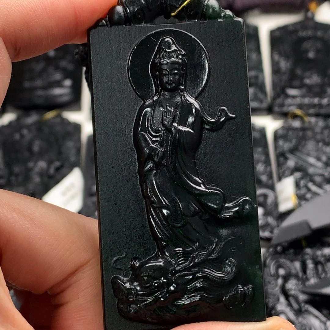 天然缅甸a货钢琴黑挂件