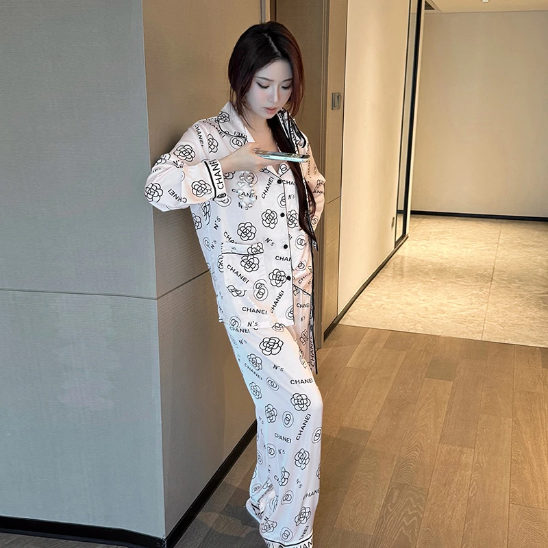 高定女装家居服长袖两件套春季睡衣套装新款女士轻奢设计-23773