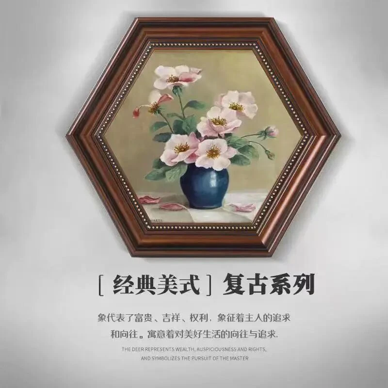 益师傅古风挂画复古卧室床头玄关柜摆高级感黑色装饰画自玫瑰4040