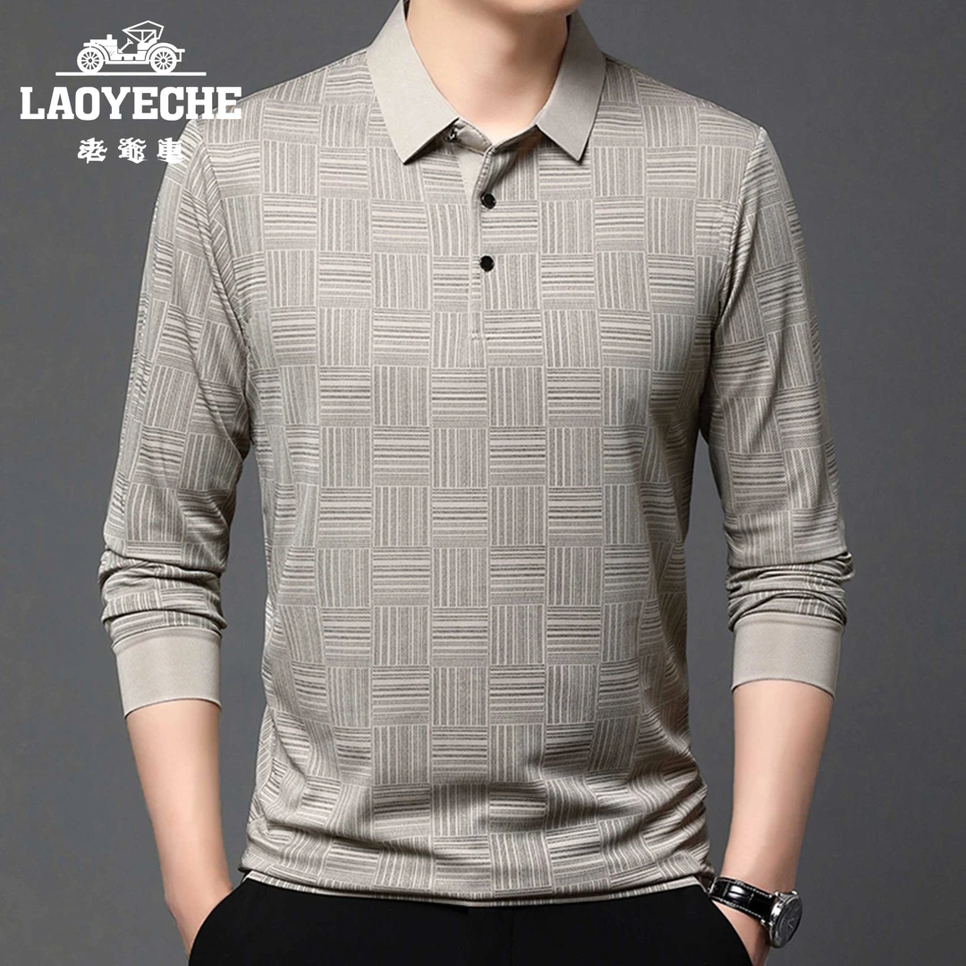 老爷车长袖时尚休闲春季翻领POLO衫上衣春秋季男士百搭舒适T恤衫