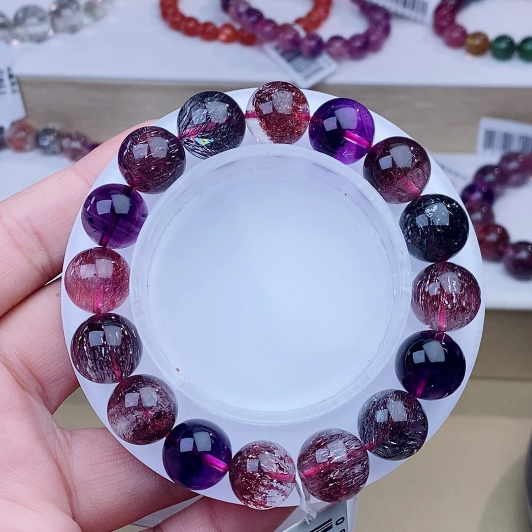 未镶嵌手链水晶黑加仑超七12+m