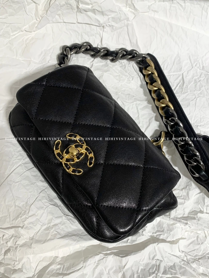 95新 Chanel/香奈儿 HIHI/黑金19bag腰包 28开/11583372/一店