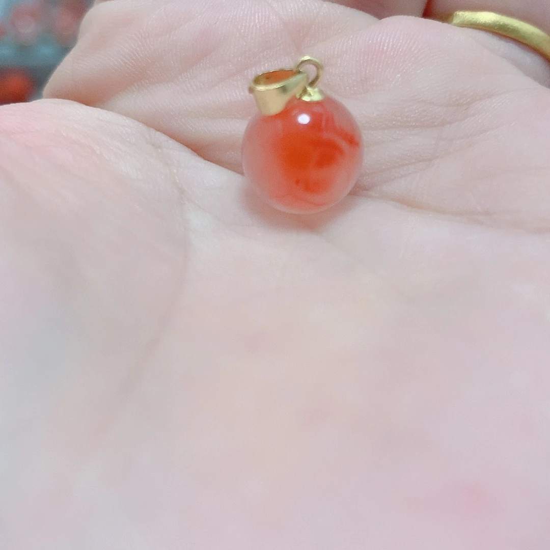 南红玛瑙银S925镶嵌吊坠(不含链)