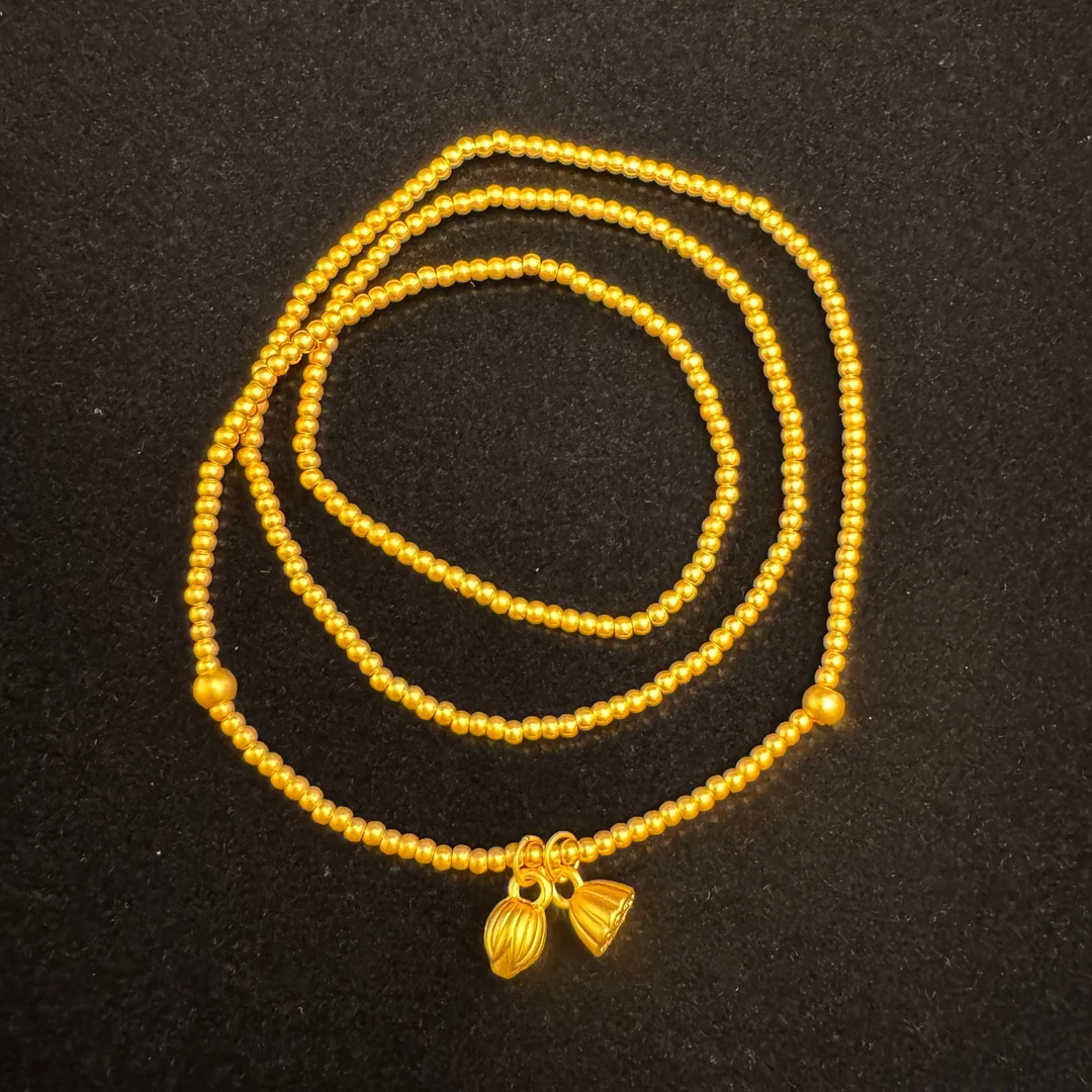 足金999 古法金珠三圈两用两世欢手串