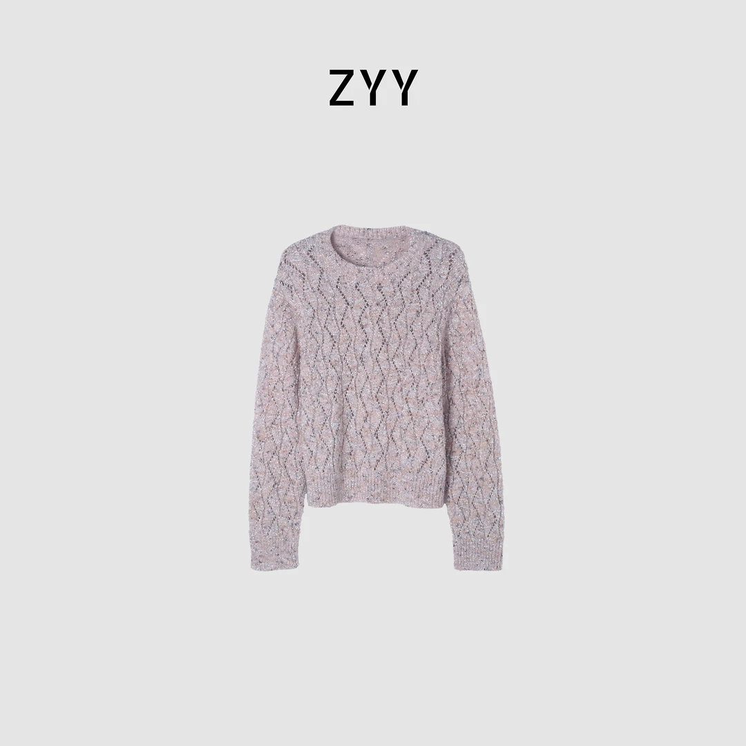ZYY【天生丽质】2025S/S新品挑空波浪套头毛针织衫X25DMZZS04785