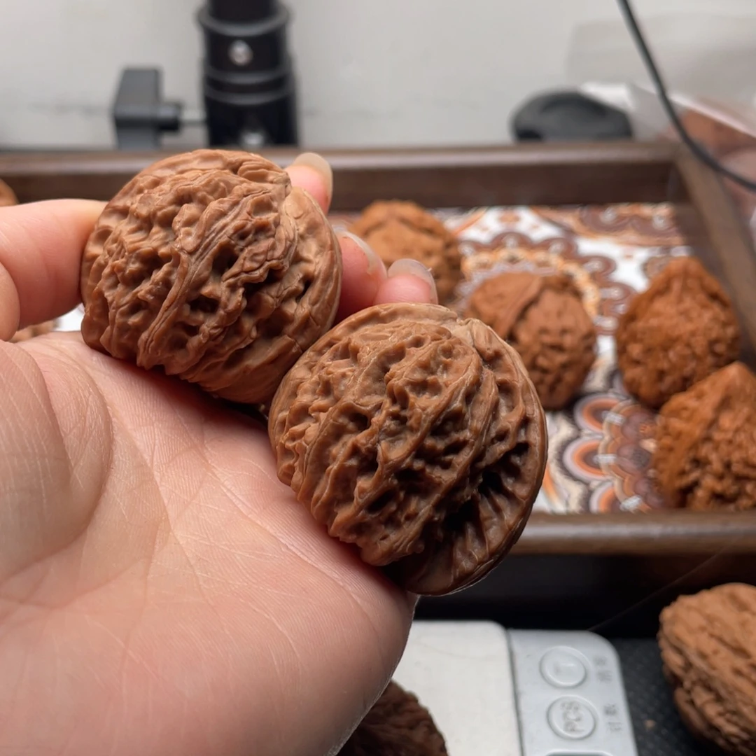 用***柱核桃手串/手链白狮子两棱角有黄