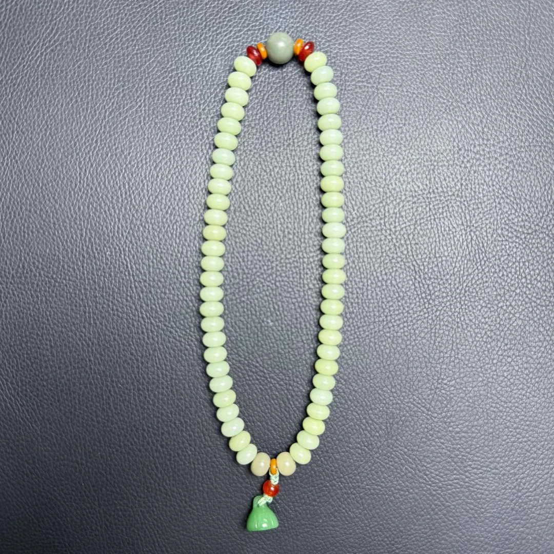 【 器物炎灵】经典文玩-青色玉晴水双圈手串