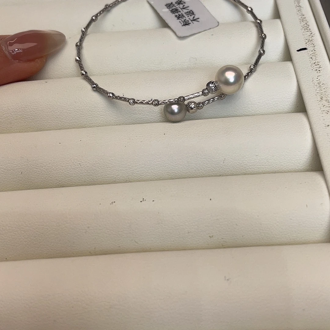 银S925镶嵌手绳海水珍珠