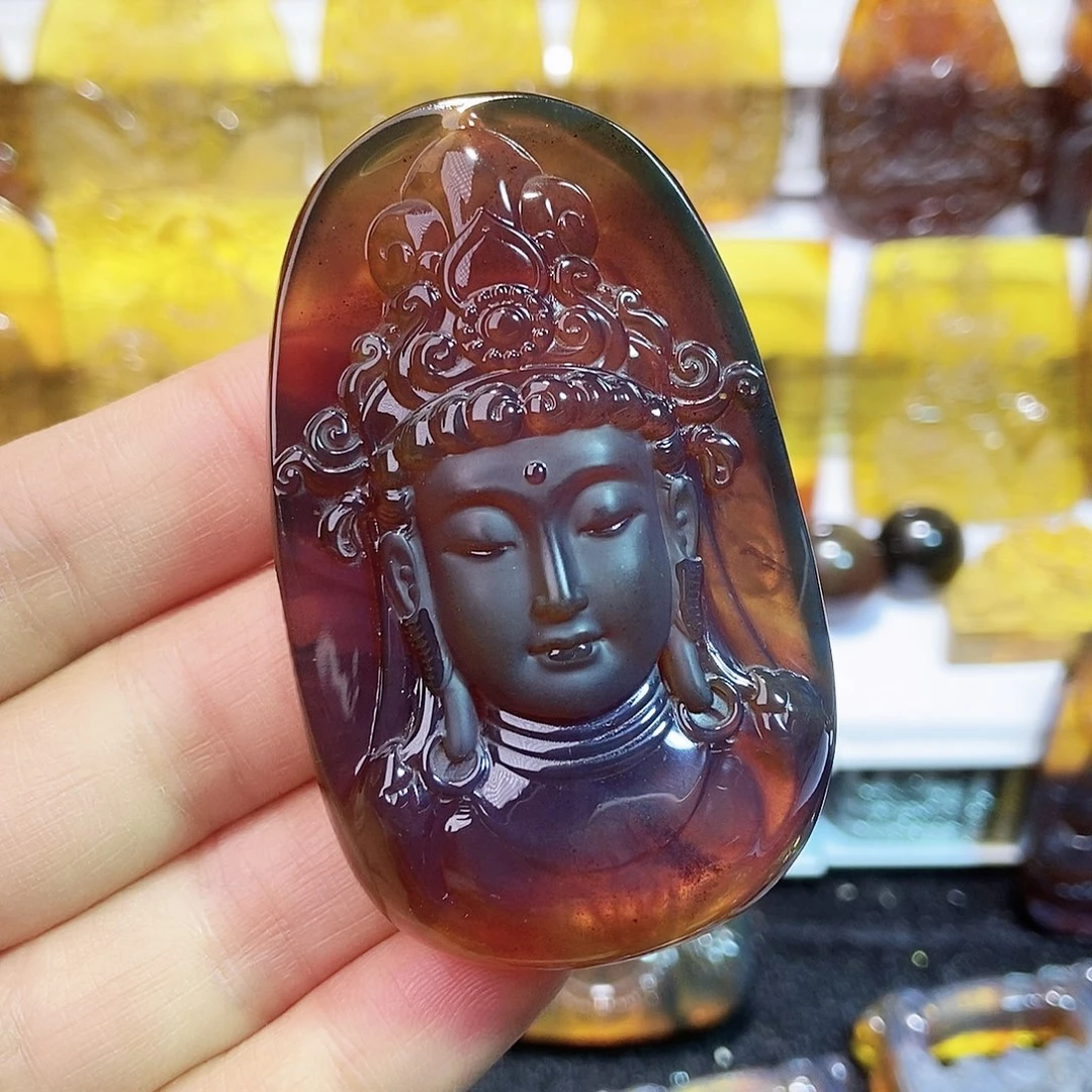 琥珀颈饰未镶嵌观音菩萨38号
