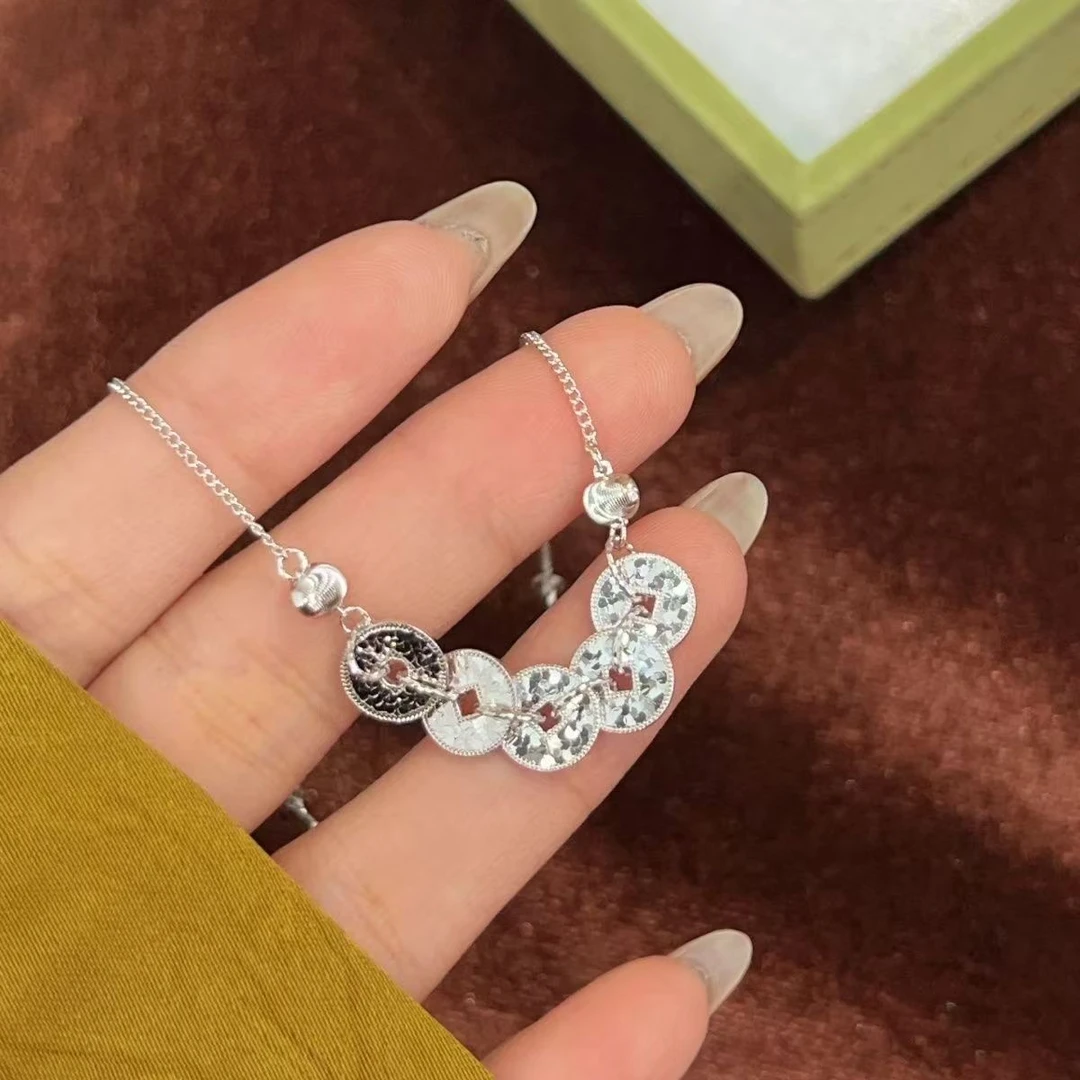 足银手链 足银999.9五帝钱手链中国风高级手串送女友礼物