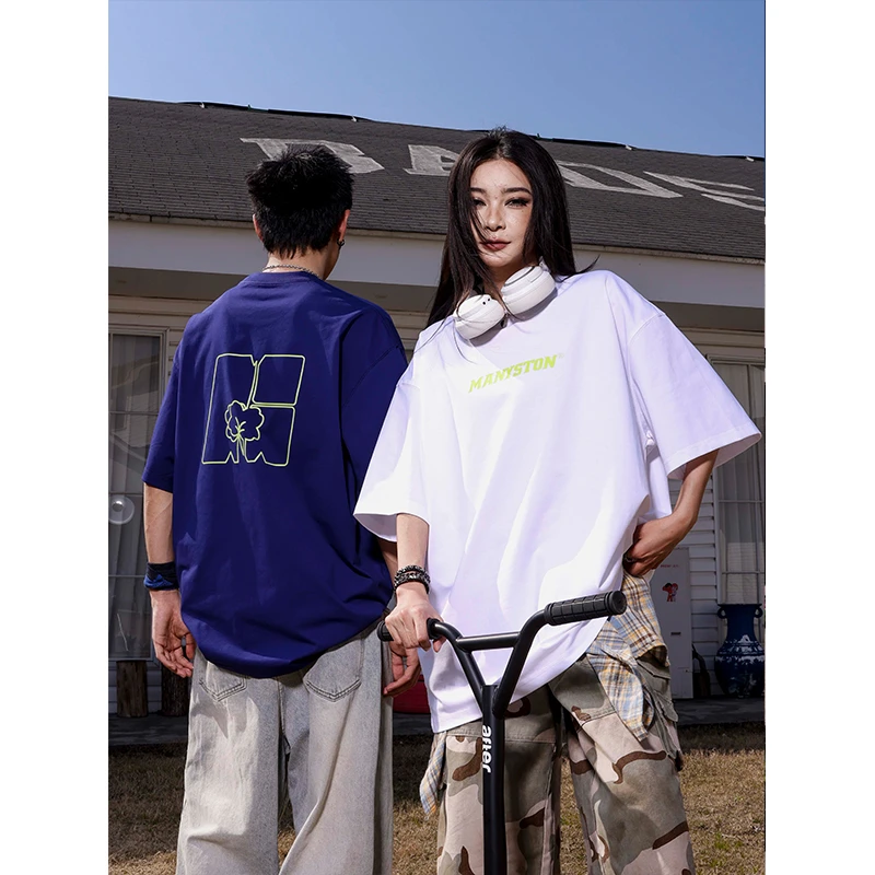 MANYSTON 美式高街280g重磅防晒短袖男款夏季速干情侣半袖T恤上衣