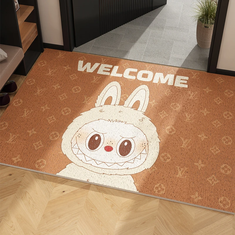 拉布布入户门地垫labubu丝圈刮泥蹭土地毯玄关家用门口进门脚垫子