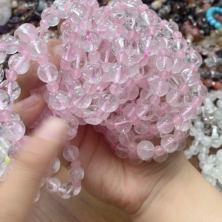 水晶手链银S925镶嵌191粉晶