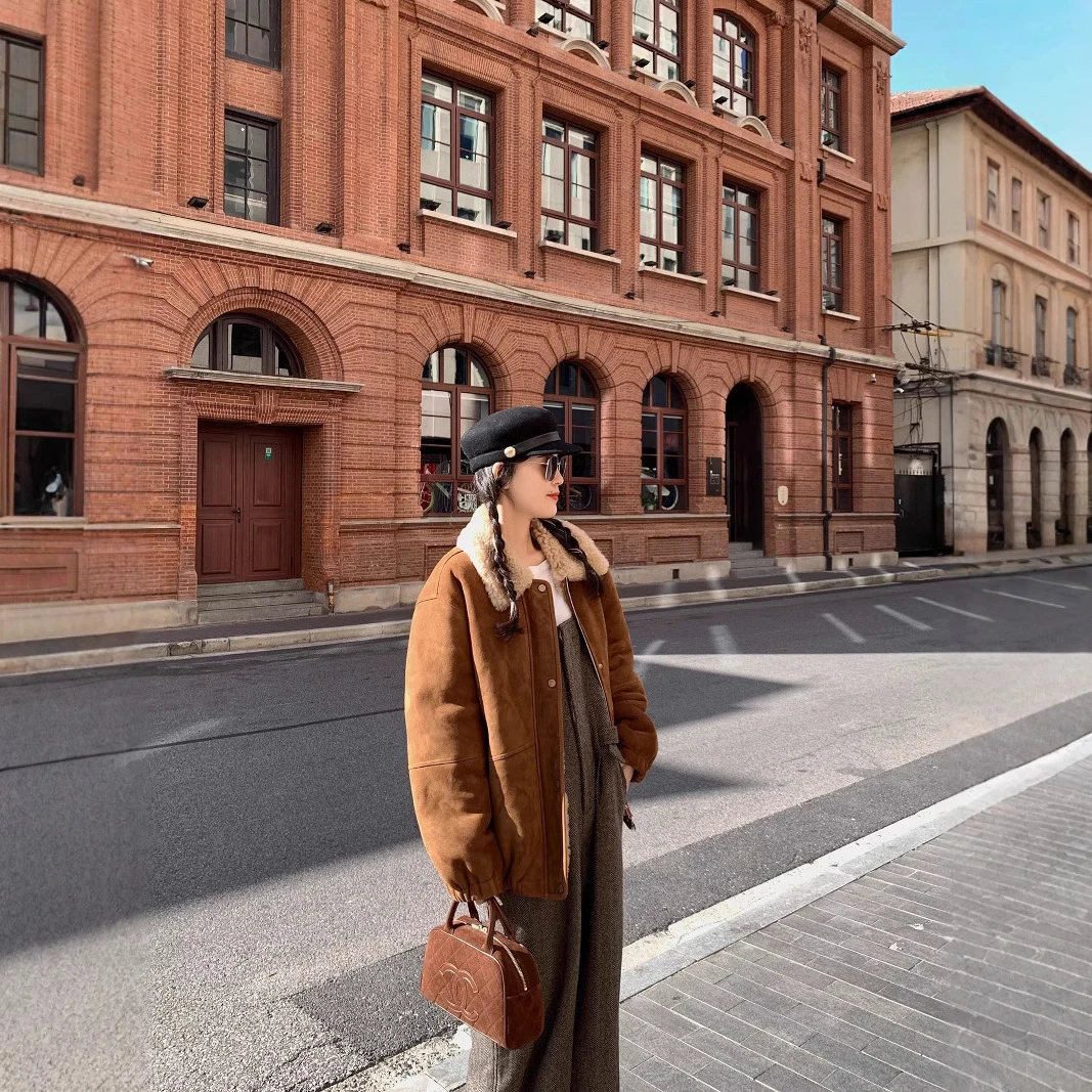 【周周】小妖皮草外套2024冬装新款羊羔毛皮毛一体宽松年轻韩版加厚