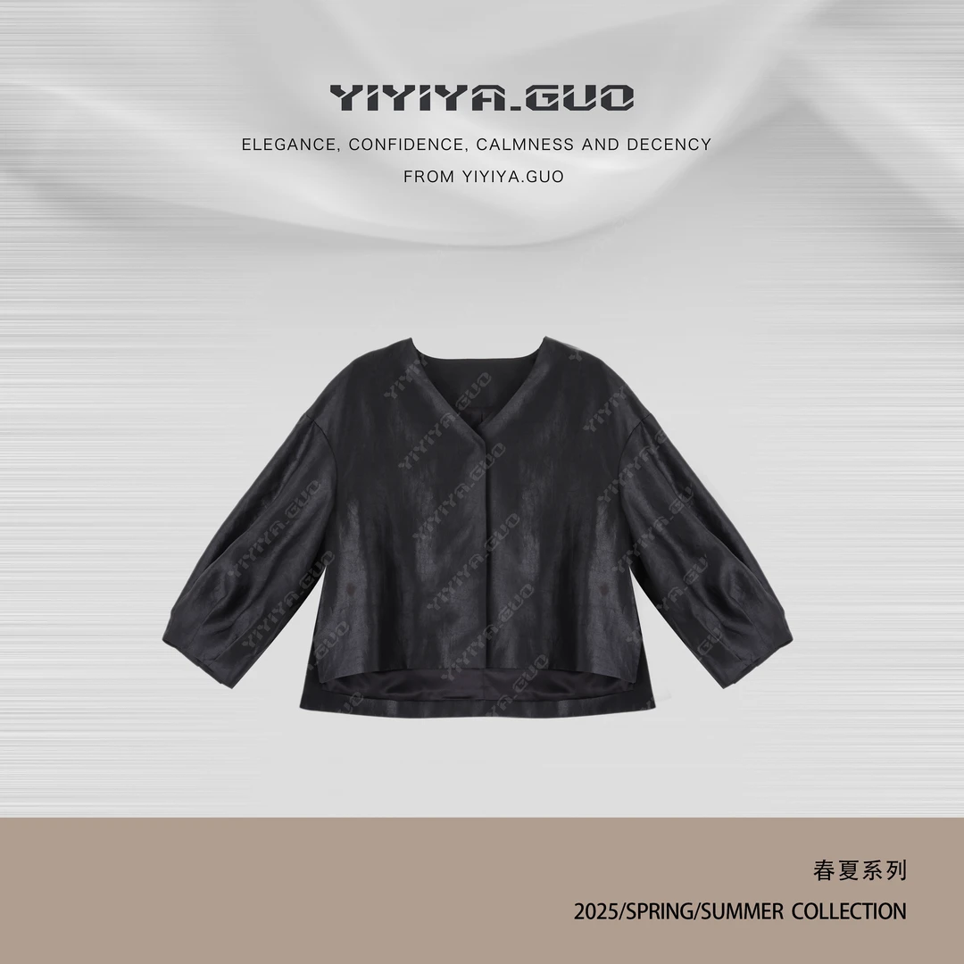 艺艺吖【香云纱·点墨】休闲时尚百搭纯色外套0854SS52