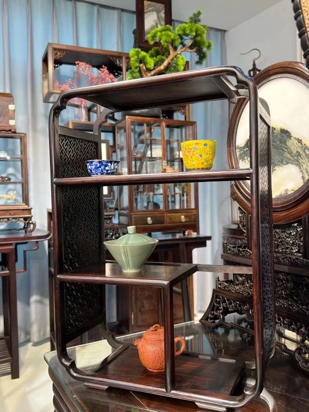 红酸枝茶杯收纳架