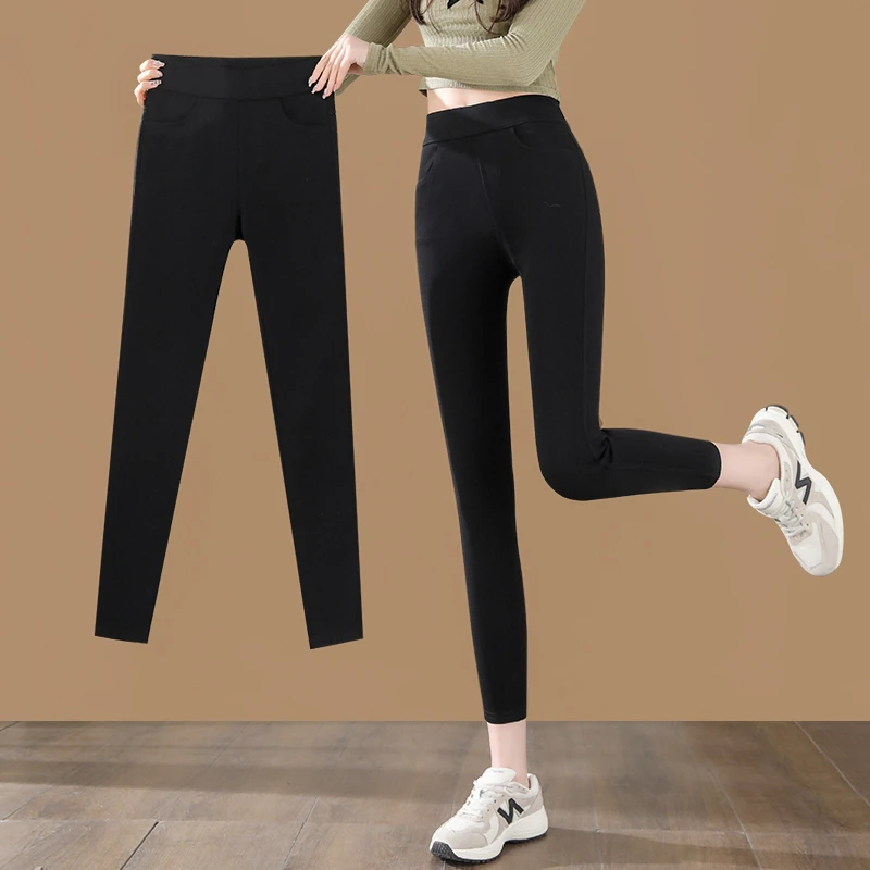 打底裤2025新款外穿早春薄款黑色小脚裤高腰显瘦紧身弹力铅笔裤