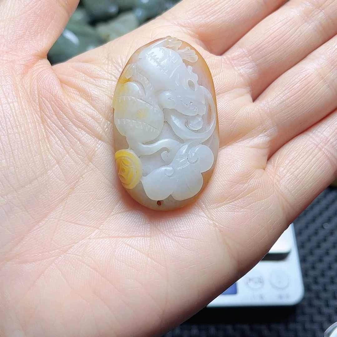 白玉菩提吊坠摆件