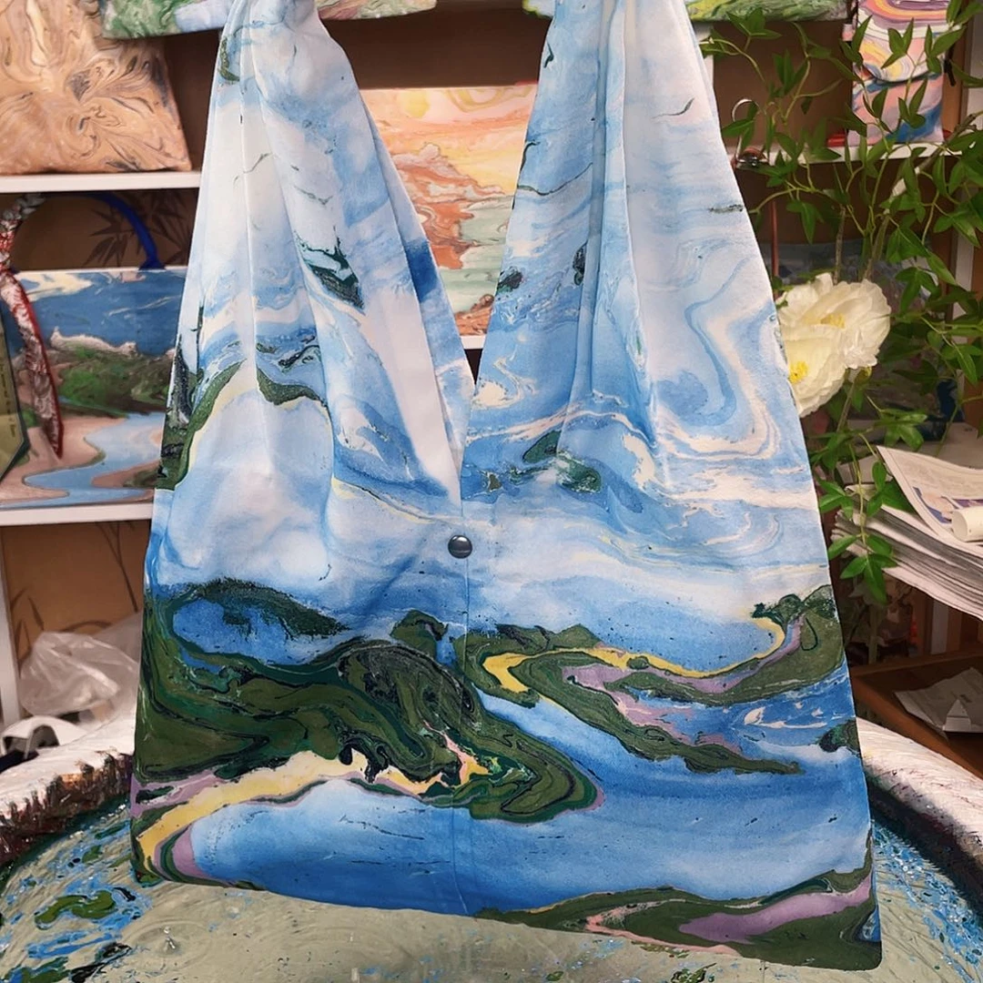 大漆包包风景画禅意