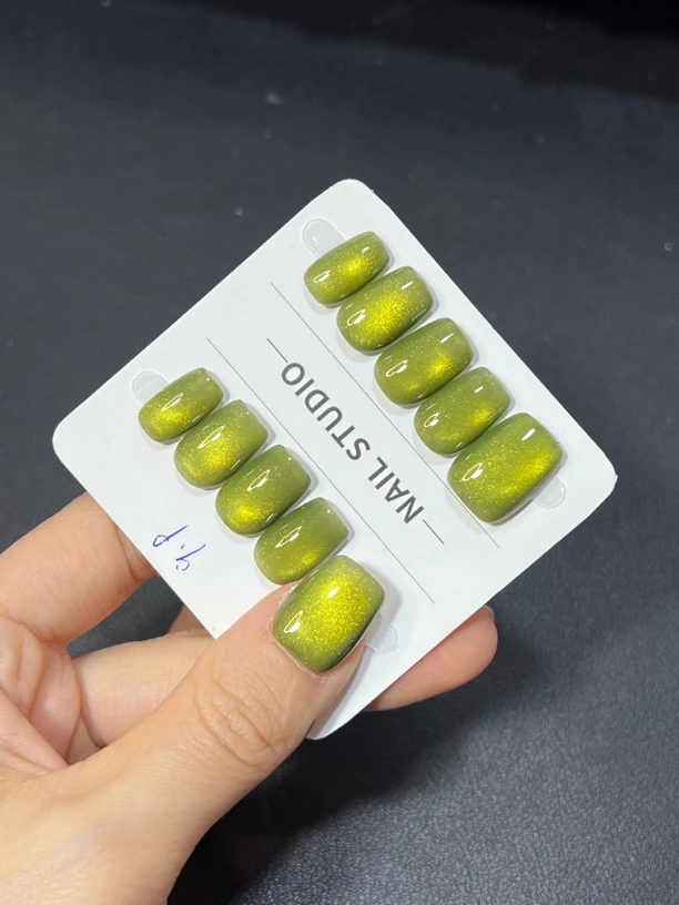 绿光猫眼美甲纯手工穿戴甲2068