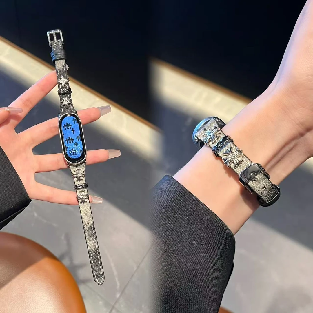 适用小米手环9/8pro表带百搭细款克罗心十字架765代通用运动腕带