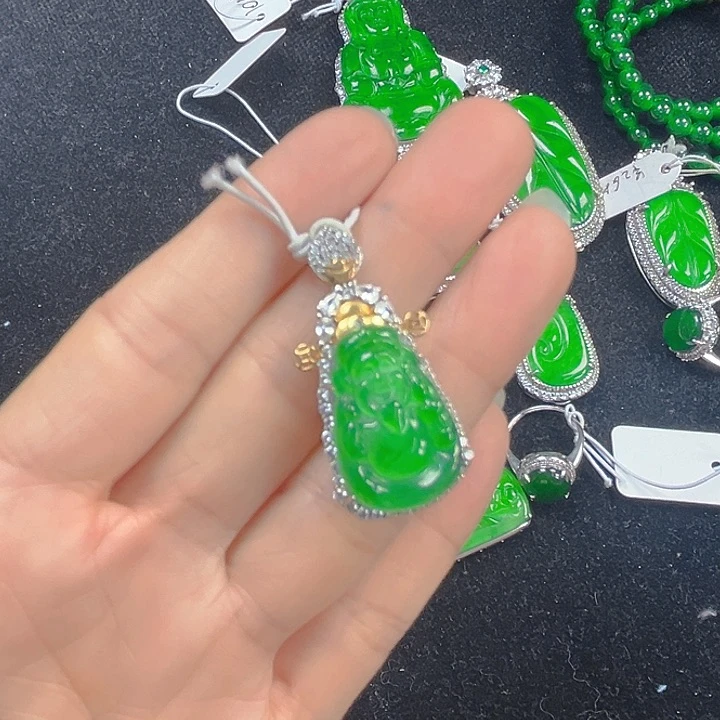 翡翠吊坠(不含链)银S925镶嵌