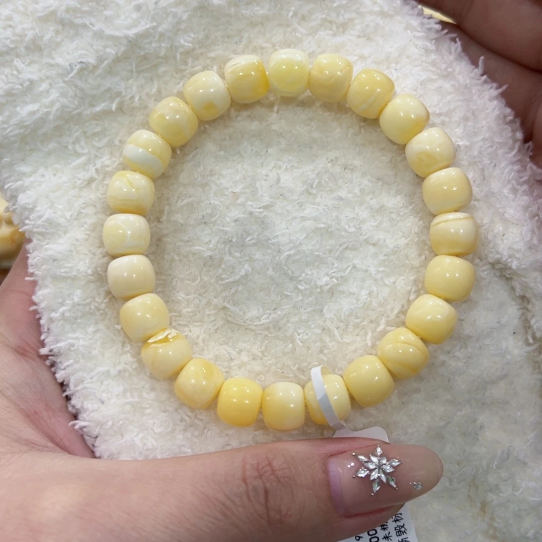 蜜蜡手链未镶嵌@****@9m浓白蜡型手串