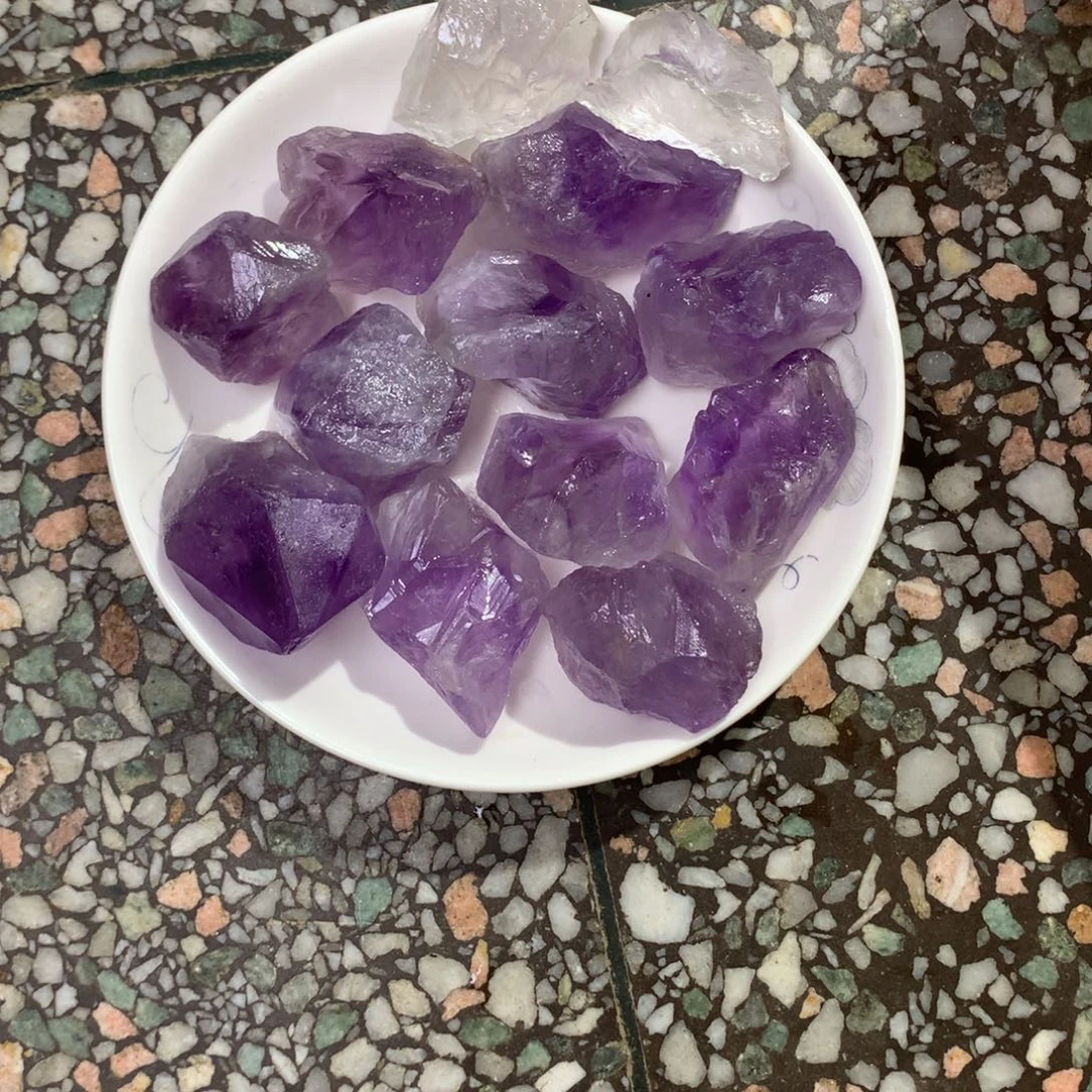 双***C紫晶未镶嵌珠宝半成品天然