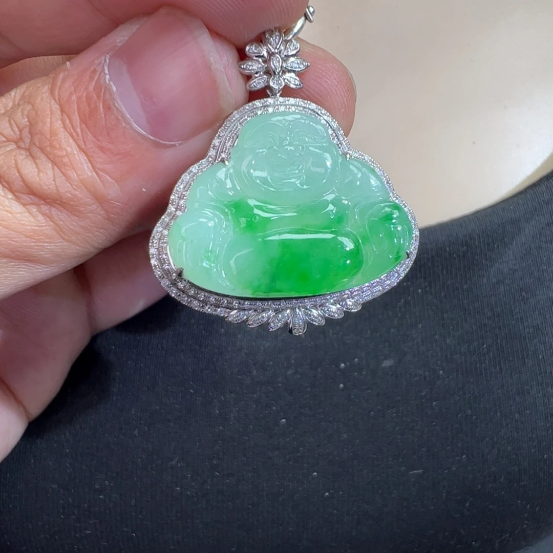 翡翠18K金镶嵌吊坠(不含链)