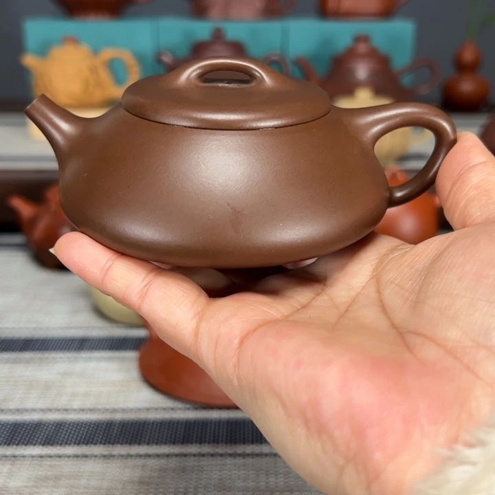 紫砂茶壶文***龙纳瓢155毫升老紫泥