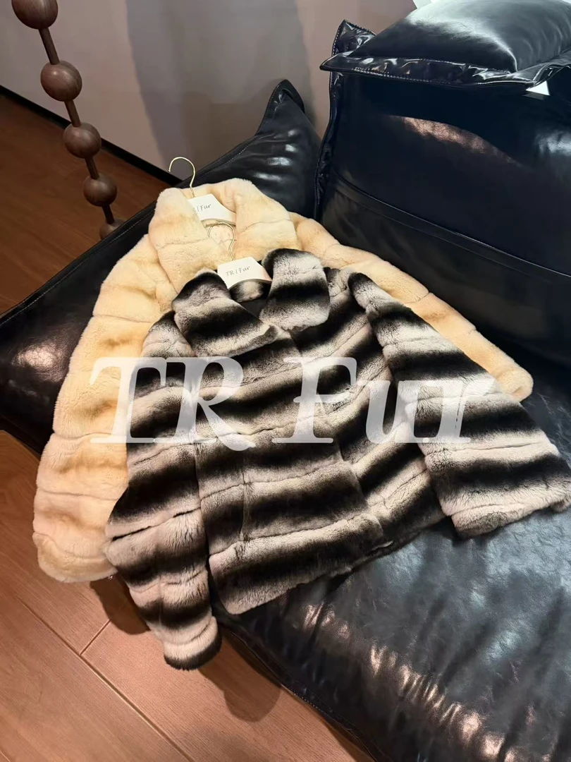 【TR】“黑丝绒”龙猫皮草整皮进口雷克斯獭兔毛皮草外套女