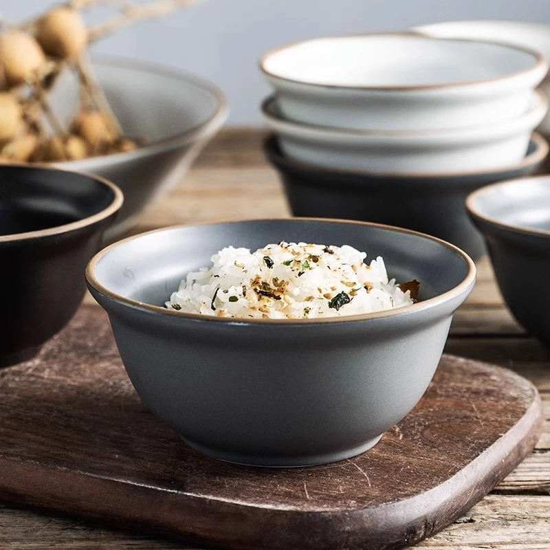 4只装北欧风陶瓷饭碗早餐燕麦碗甜品碗创意个性家用水果沙拉碗ins