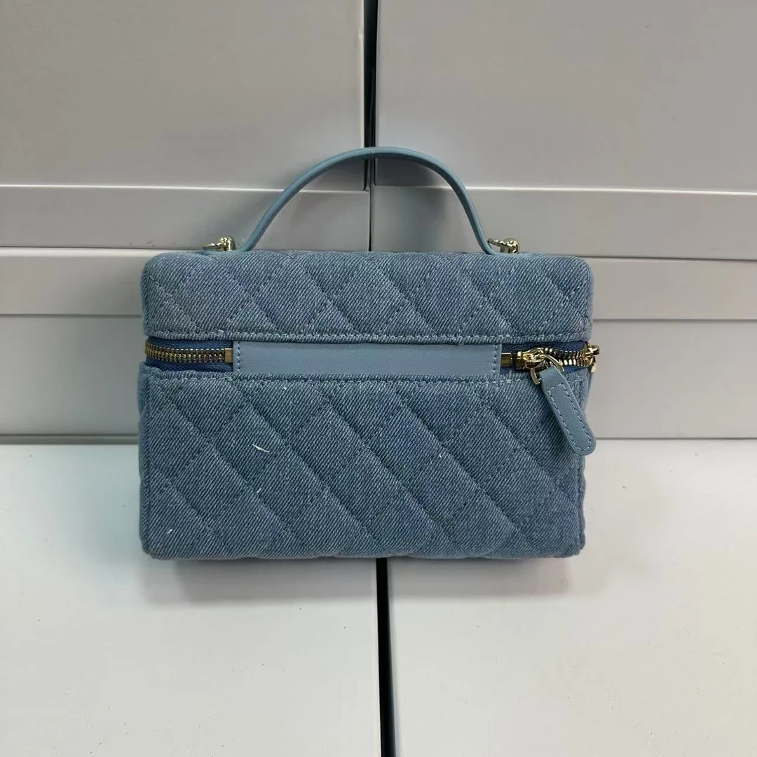 双肩单肩轻奢风小方包储物斜挎包蓝色简约肩包工装风