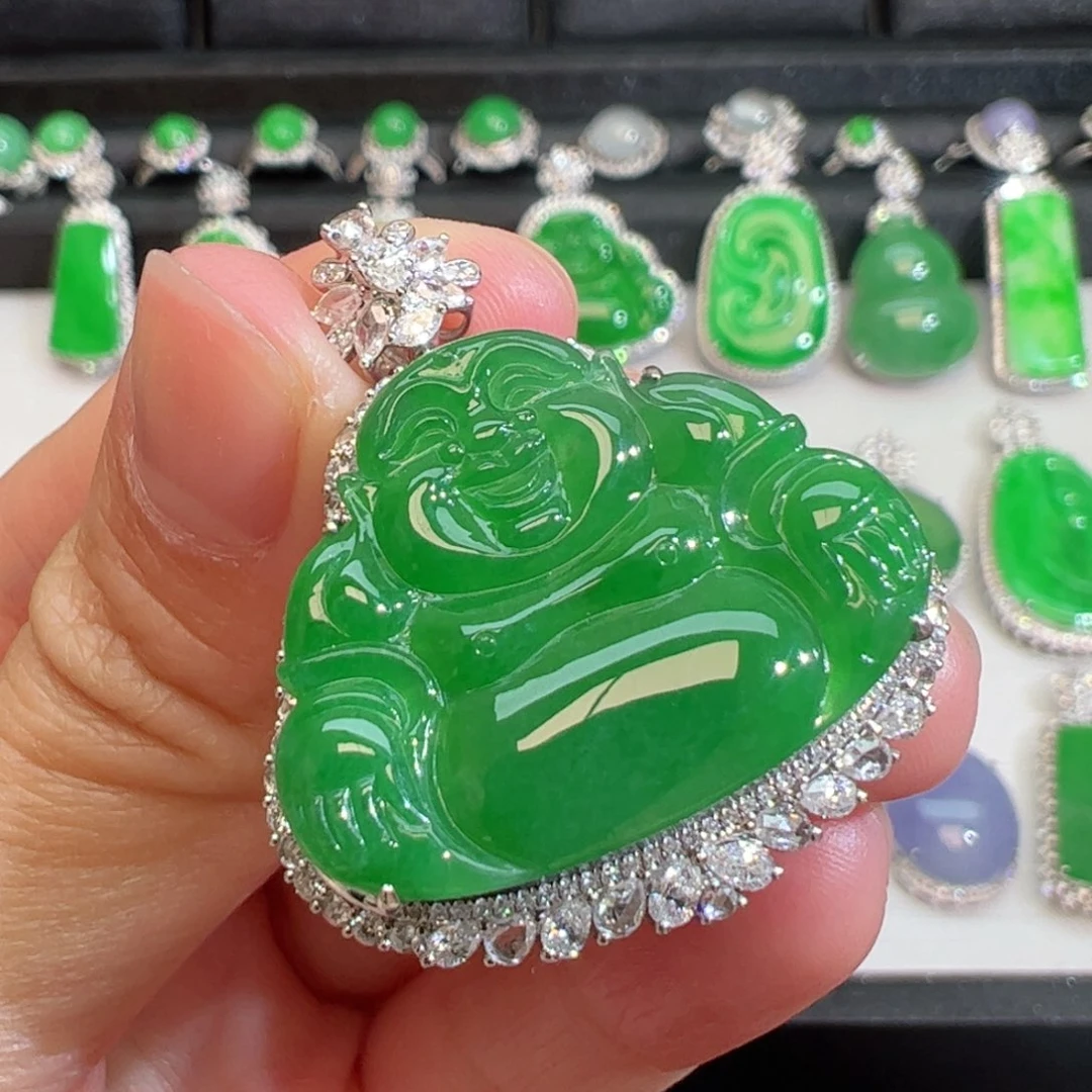 翡翠吊坠(不含链)18K金镶嵌Z*