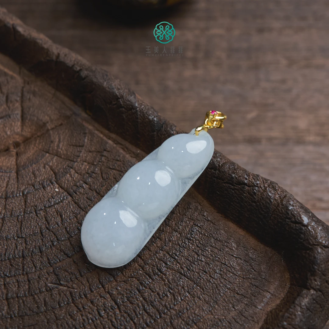 石惑珠宝/^翡翠四季豆吊坠约12*38mm-多样性发一