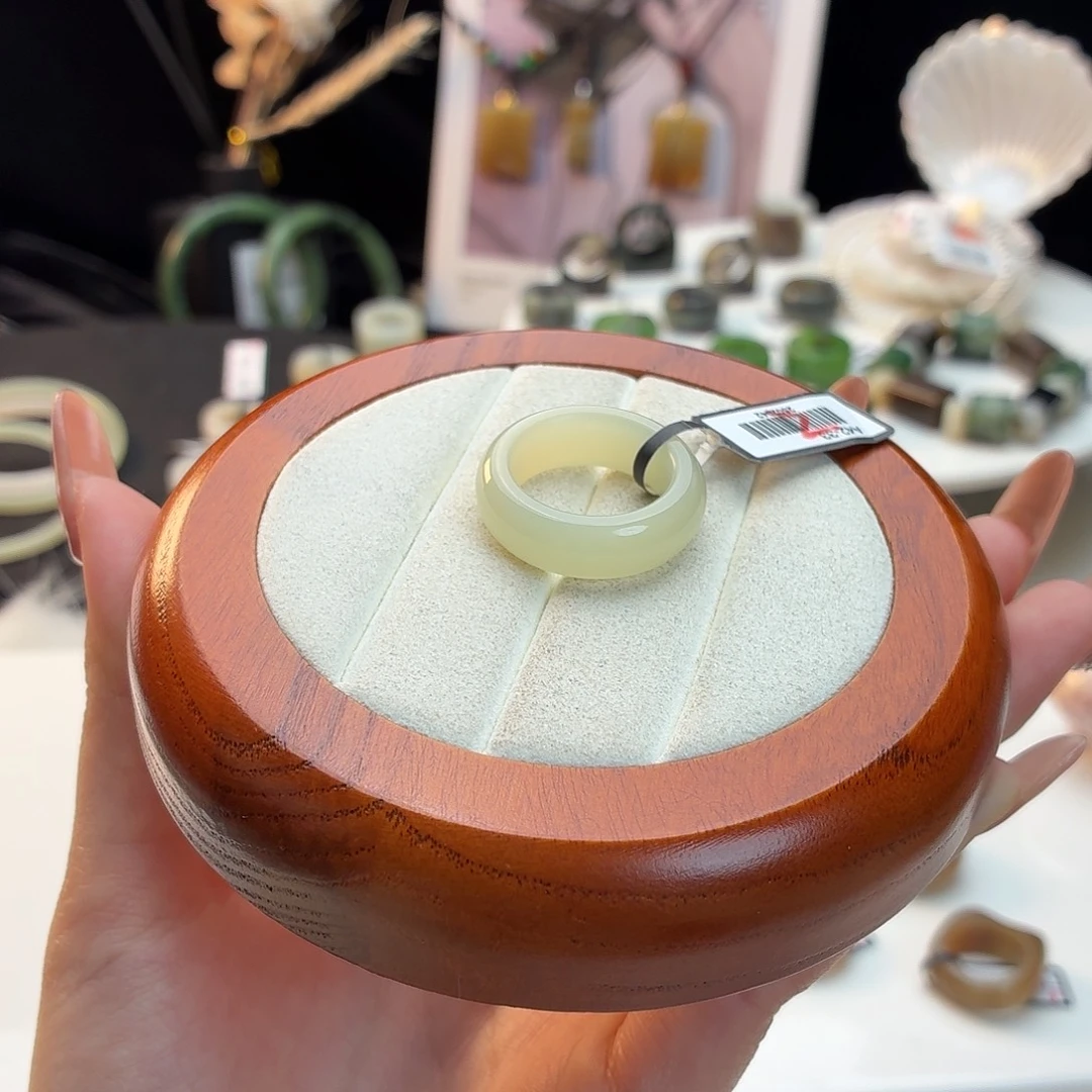 和田玉未镶嵌戒指晴水圆条18.4j181