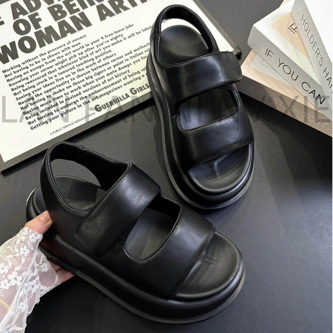 2025新款小个子增高凉鞋网红后空夏季舒适极简风一字带凉鞋20-688