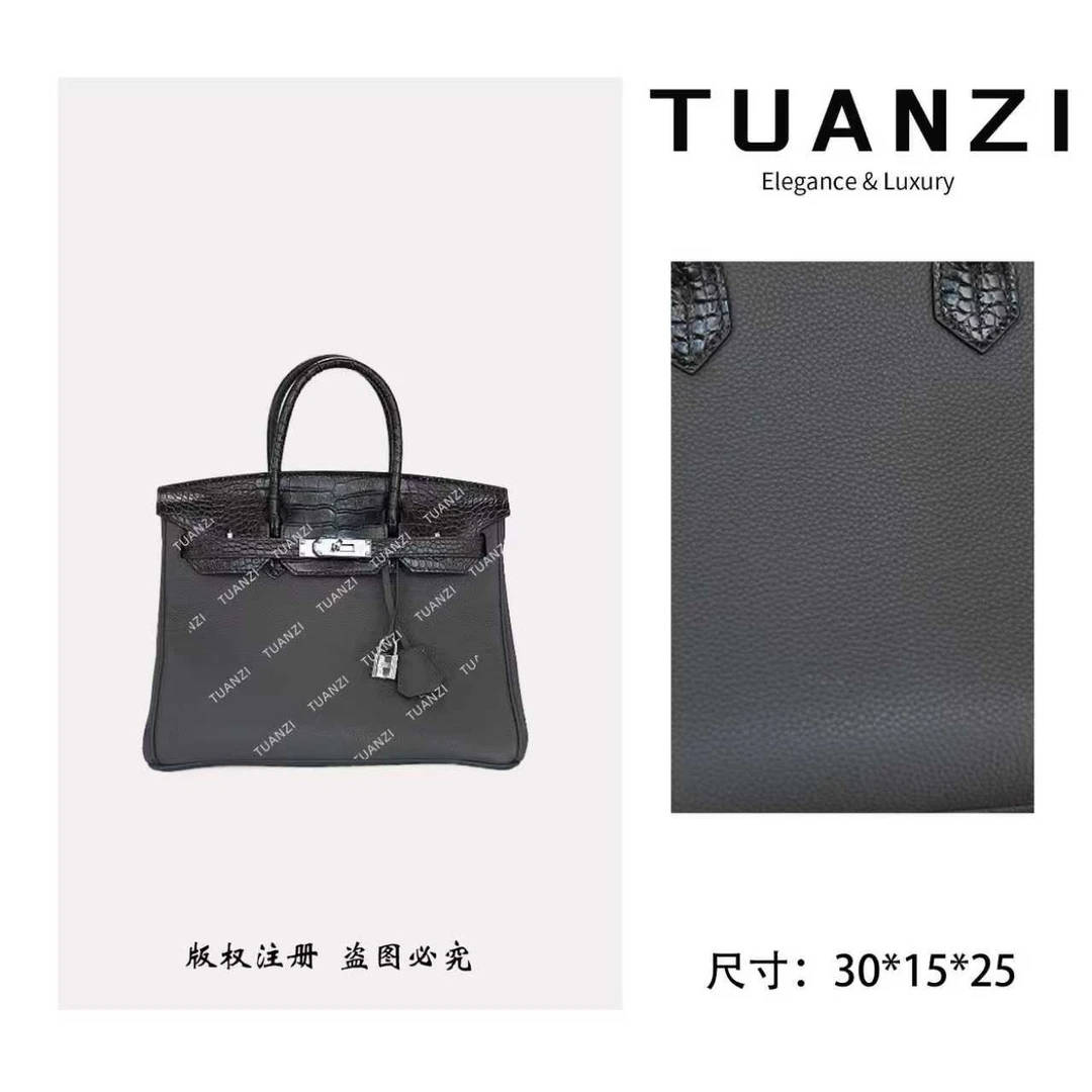 【30cm银扣】手提斜挎腋下TUAN′ZI定制真皮女包 XKY-3995-锡器灰