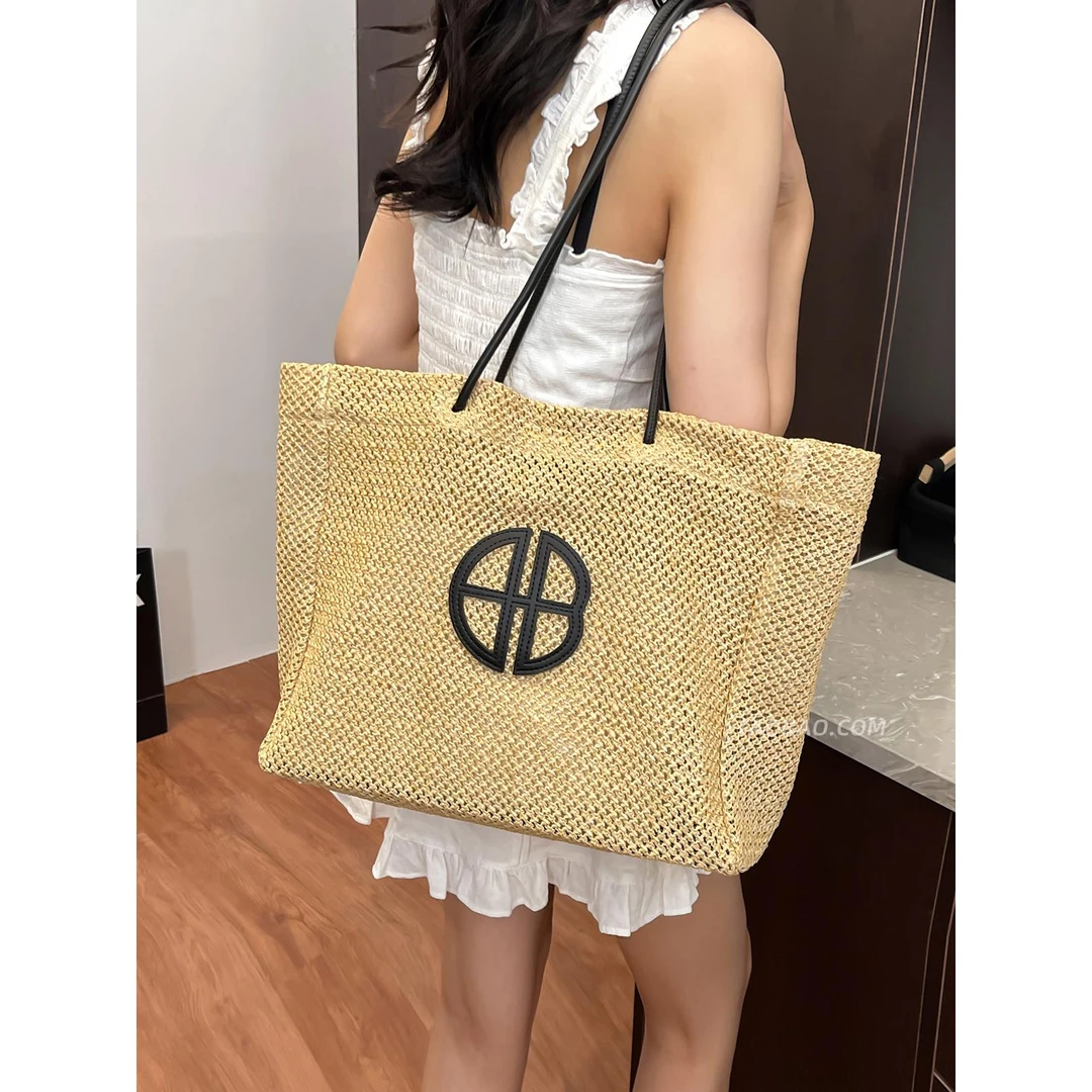 通勤大容量草编包包女2025新款夏季百搭单肩包海边沙滩编织托特包