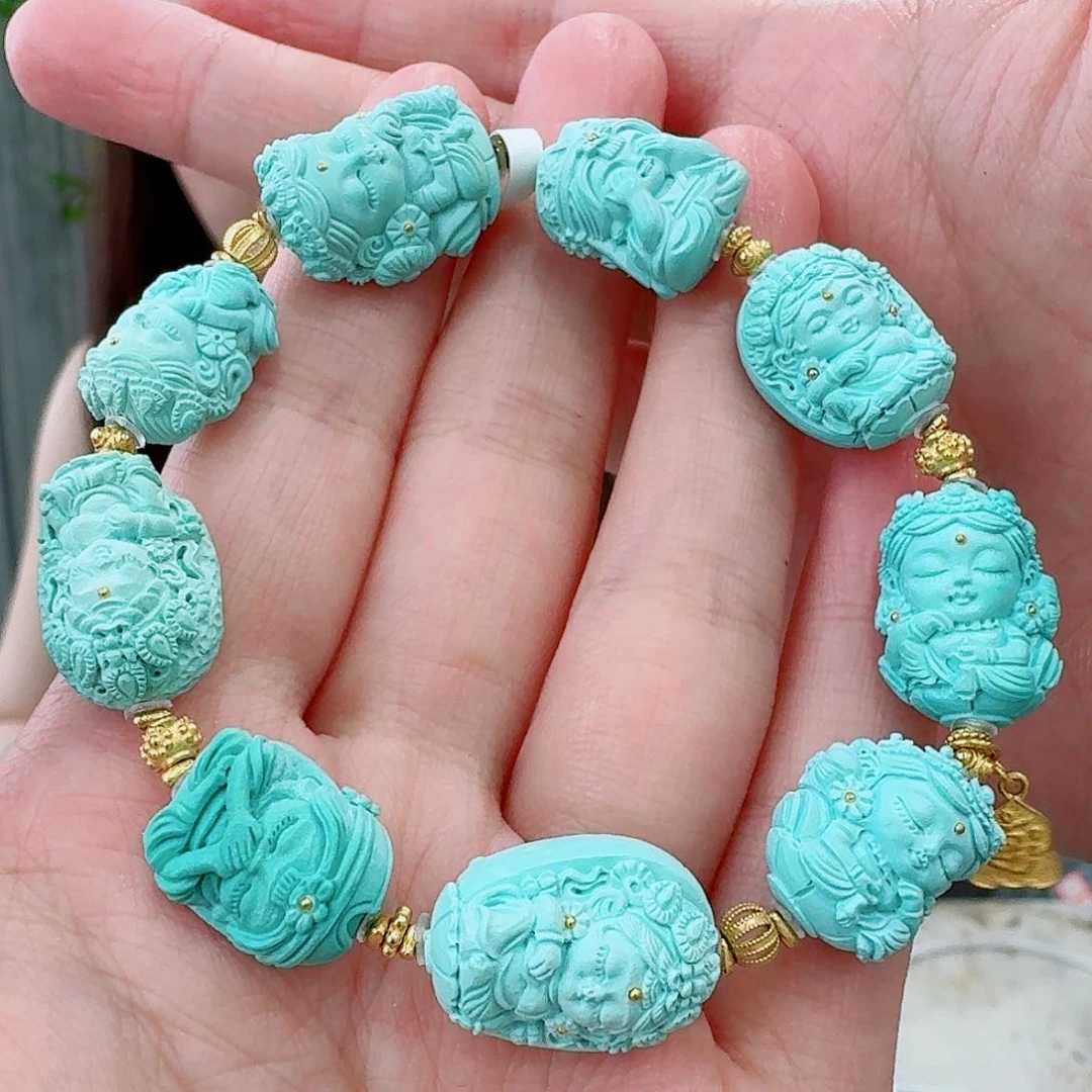 18K金镶嵌绿松石珠宝奇石