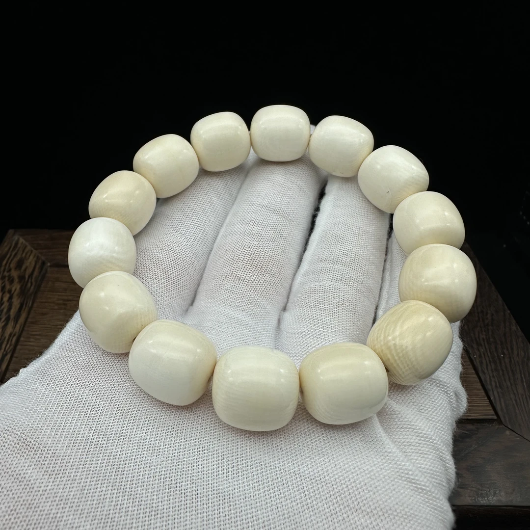 C5103天然猛犸牙原色纯肉桶珠手串16*15mm 支持鉴定假一罚十