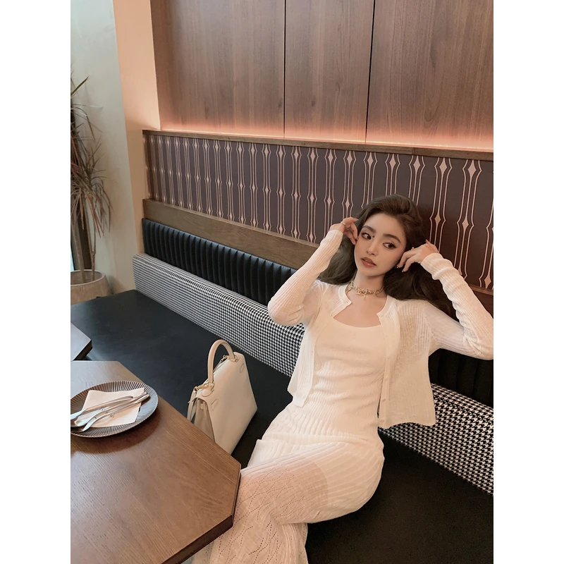 Lilylikes Old Money针织套装 32支竹节纱 镂空吊带连衣裙