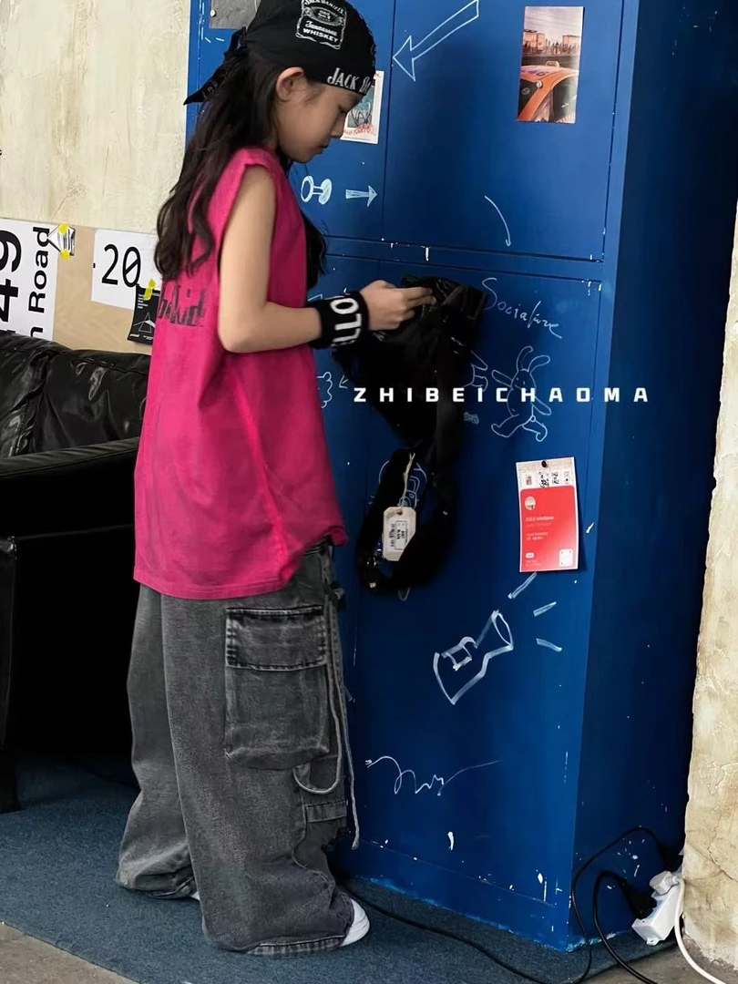 潮牌韩版字母背心坎肩背心T恤休闲夏季儿童时尚纯棉