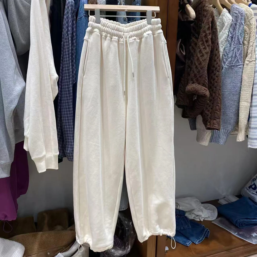 【A2在韩国】东大门女士松紧腰加绒卫裤百搭《NO退NO换》