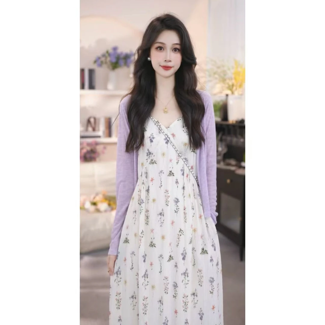 【有口袋】气质度假风设计感碎花甜美夏长裙印花显瘦吊带连衣裙1510