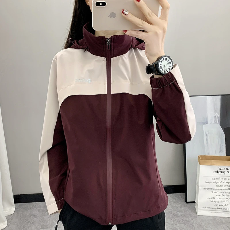 2025春秋季冲锋衣女单层薄款防水透气户外运动登山服网衬风衣外套