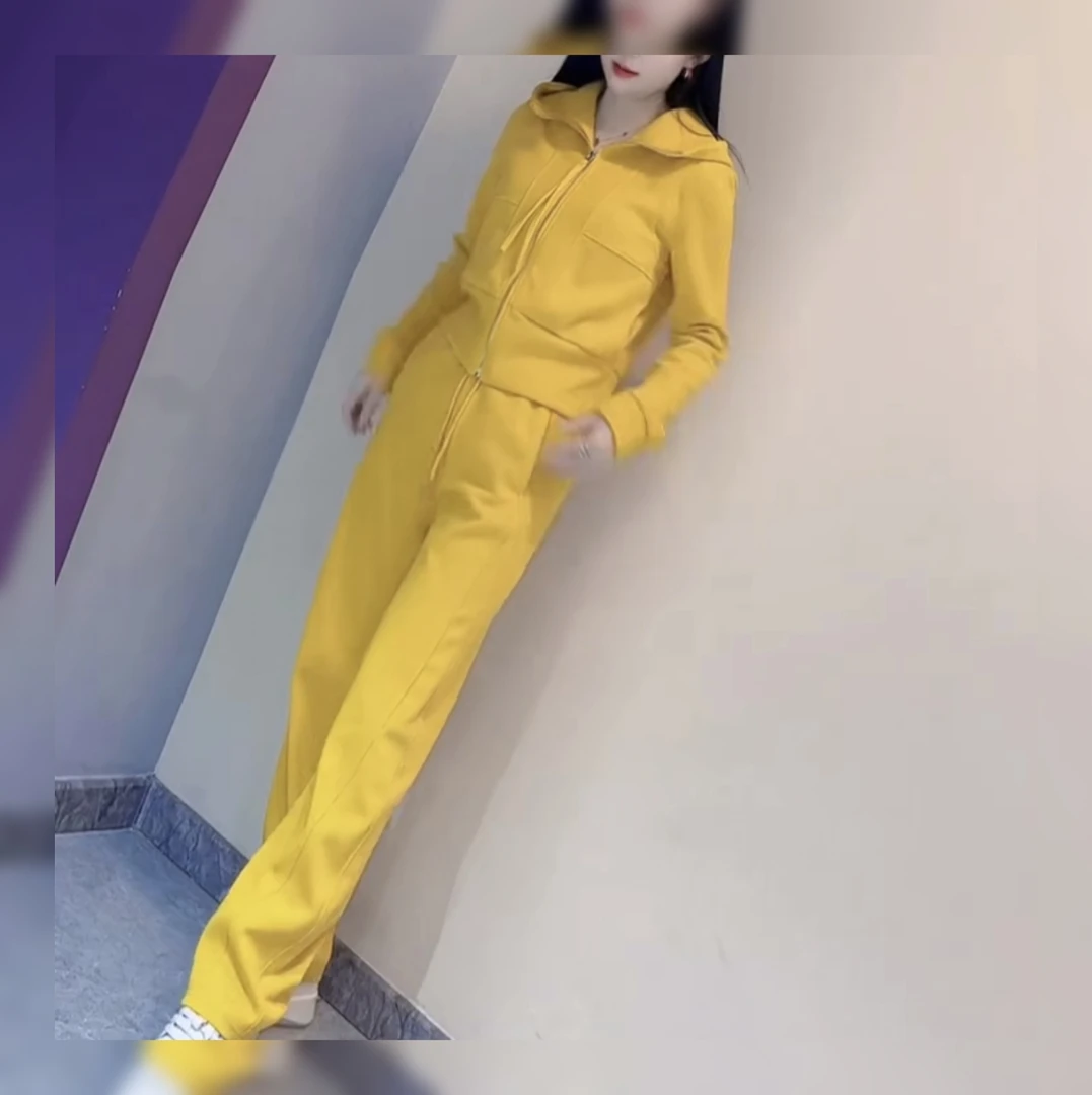 春季新款运动休闲套装减龄连帽开衫显瘦修身直筒裤两件套