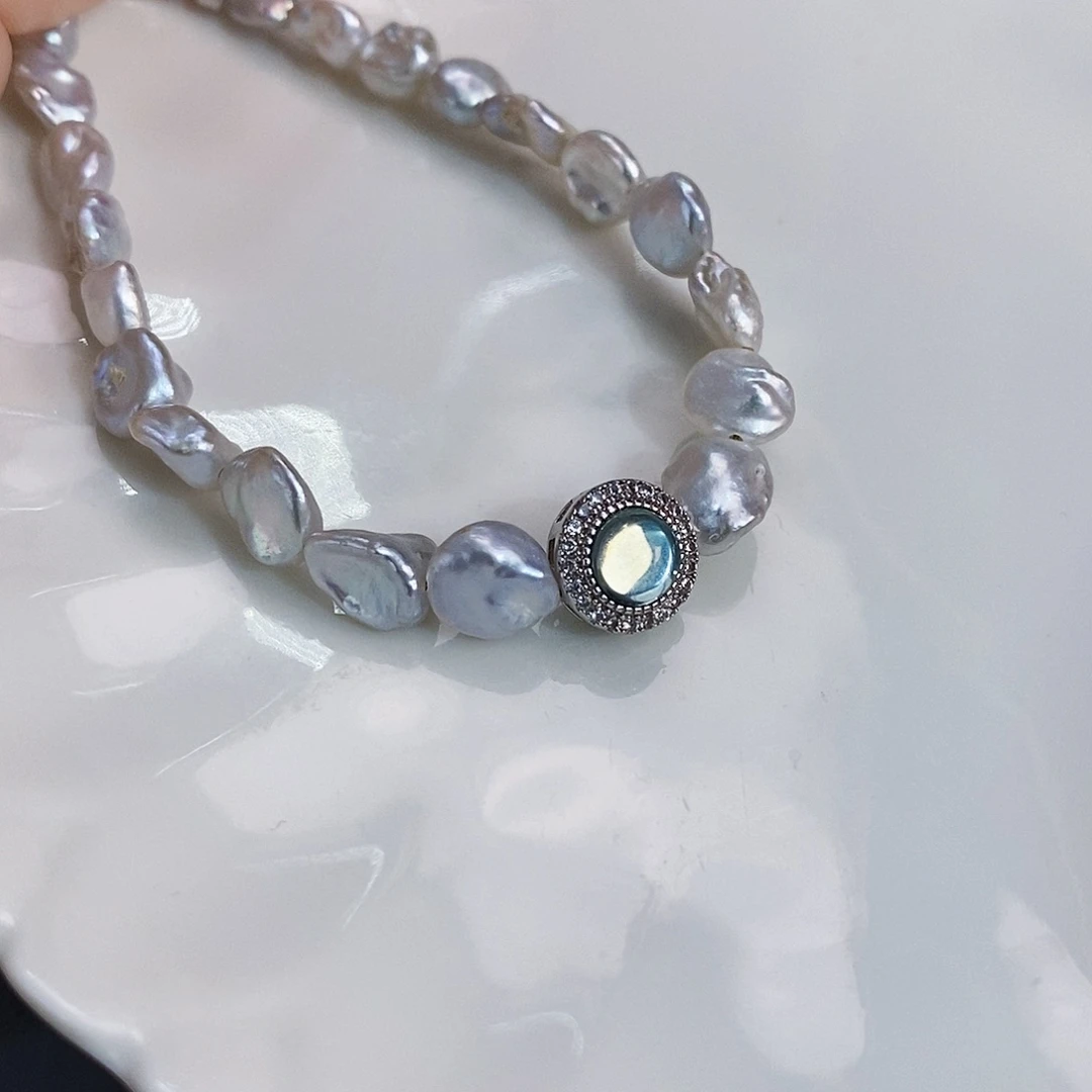 银S925镶嵌特价手链淡水珍珠桔***2